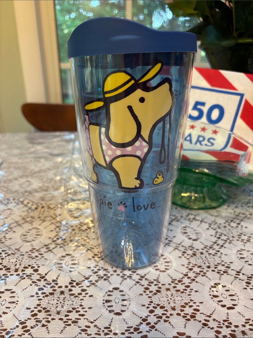 Large Tervis puppy love bikini tumbler good used shape